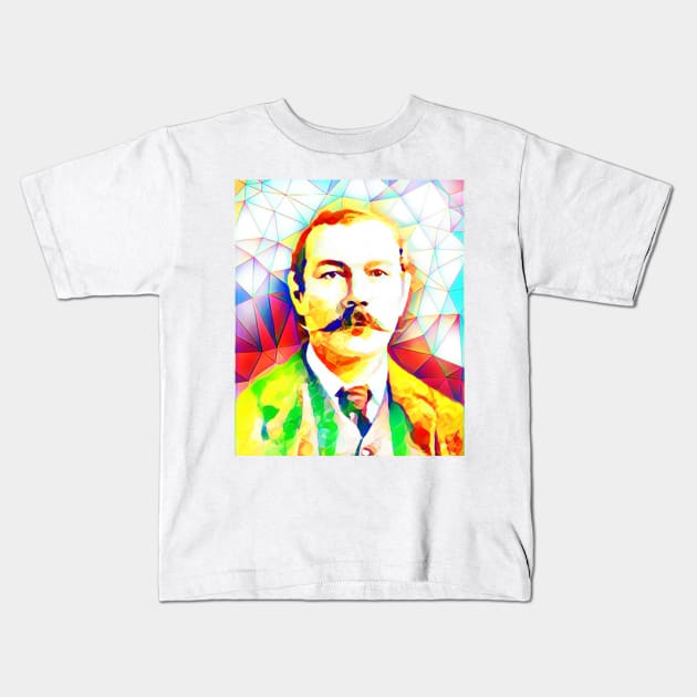 Arthur Conan Doyle Colourful Portrait | Arthur Conan Doyle Artwork Kids T-Shirt by JustLit